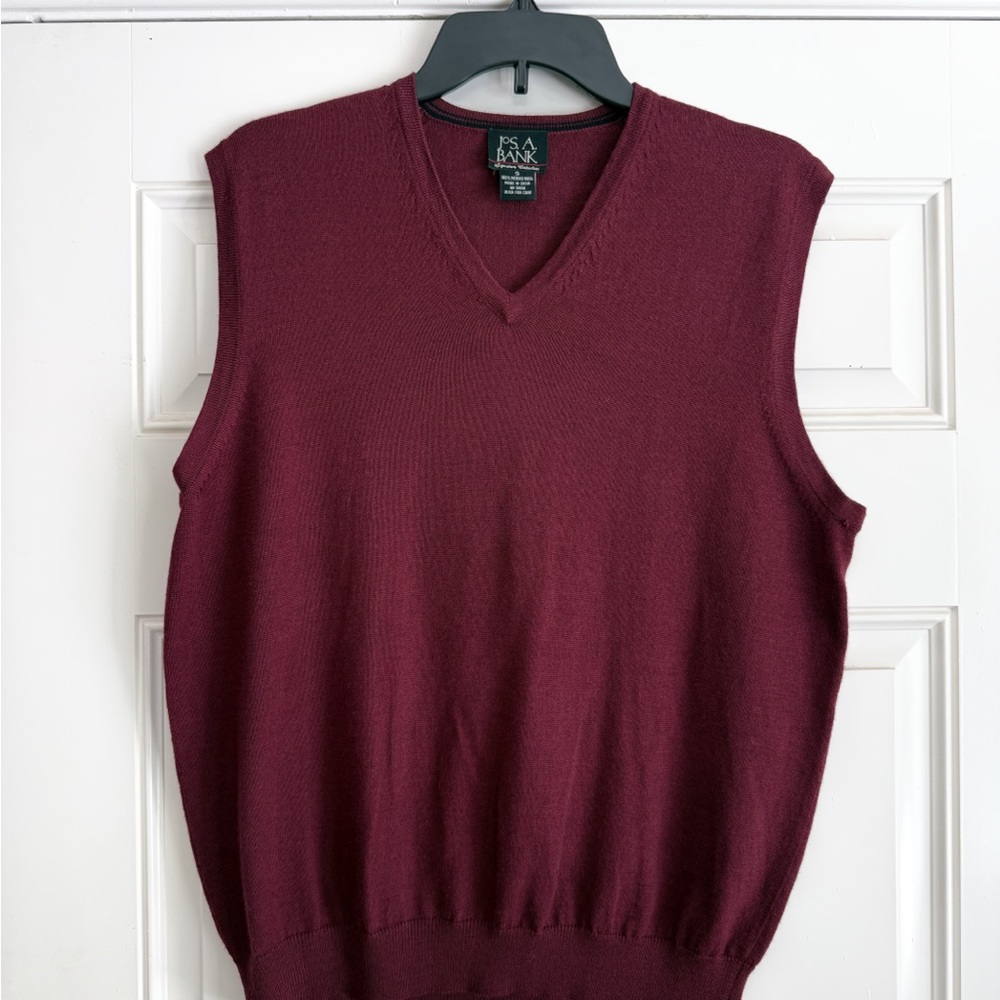 Jos. A. Bank Red V-Neck Sweater Vest